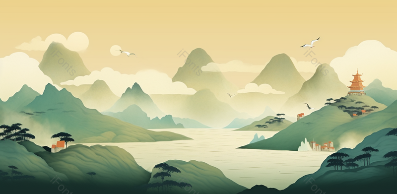 国朝风山水插画背景,插画/手绘图,插画/手绘图库,插画/手绘图下载,插画/手绘